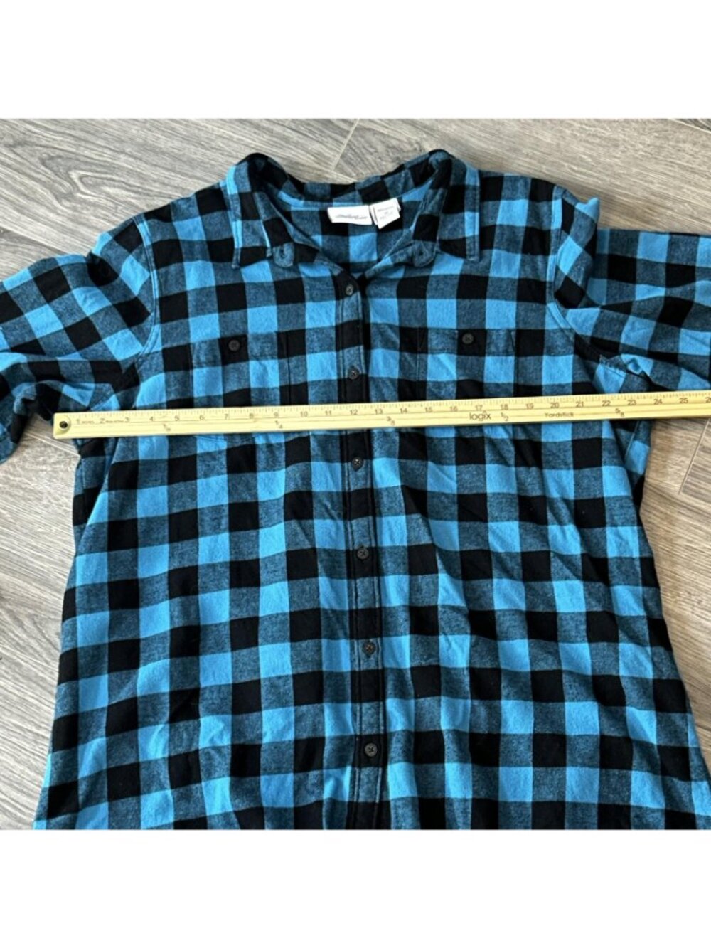 The Vermont Country Store Shirt Womens XL Blue Plaid Flannel Button Up Casual - Picture 7 of 11
